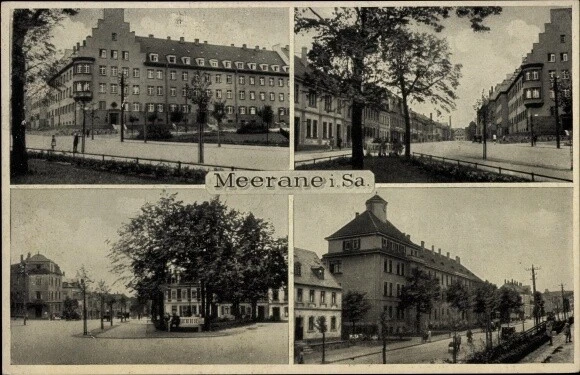 Ak Meerane in Sachsen, Straßenpartie, Ort, Gebäude - 3447024