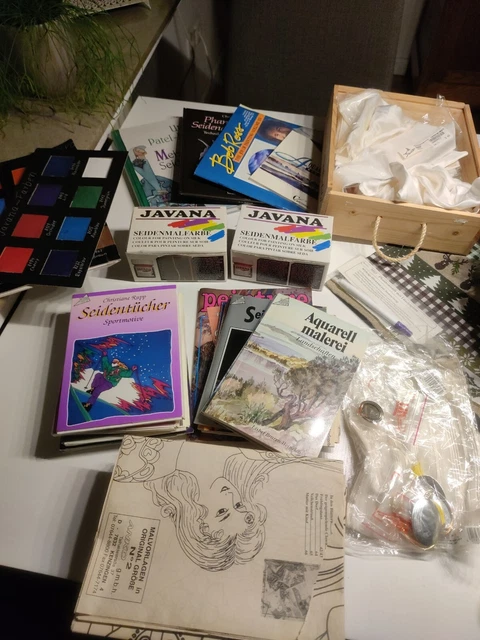 Colección/paquete pintura de seda paños de seda cinta de mesa broches colores libros...