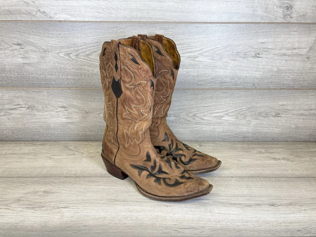 JOHNNY RINGO MENS Brown Leather Western Cowboy Biker Boots Size USA 11. ...