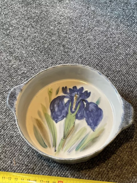Highland Stoneware Scotland Blue Iris Dish With Handles Circular