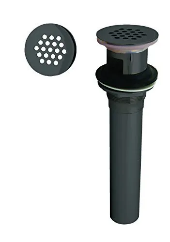 D411-2-62 Grid Strainer Lavatory Drain with Overflow Holes-Exposed, Matte Black