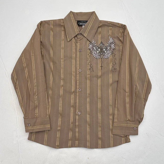 Vintage Y2K Jaguarrs U.S.A. Button Up Shirt Size Boys Youth Size 10 Made In USA