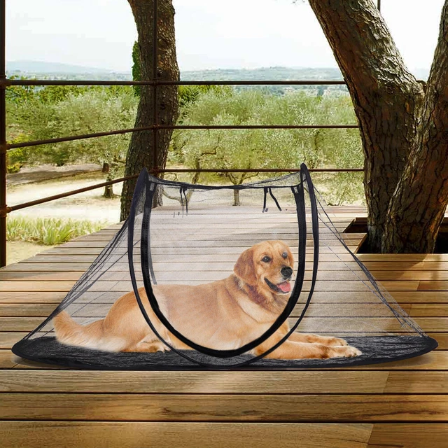 Haustierzelt für Hund Katze Mesh Welpenlaufstall Teepee Moskitonetz Hundehütte