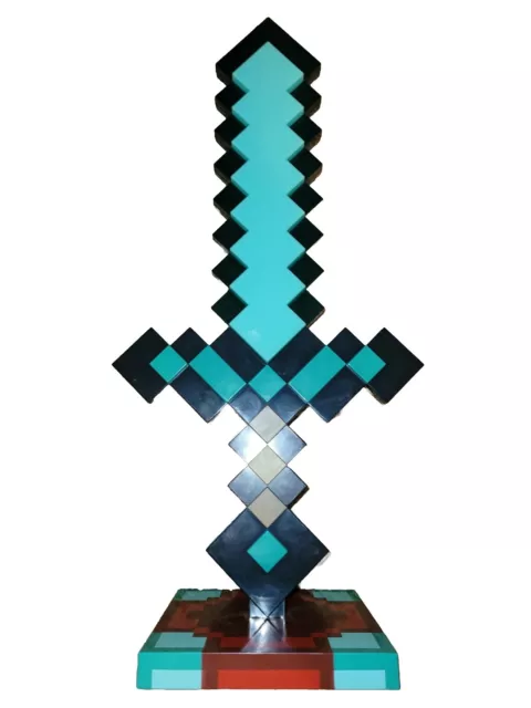 Minecraft Diamond Sword 14 Inch USB Desk LED Bedside Night Light Lamp Tested