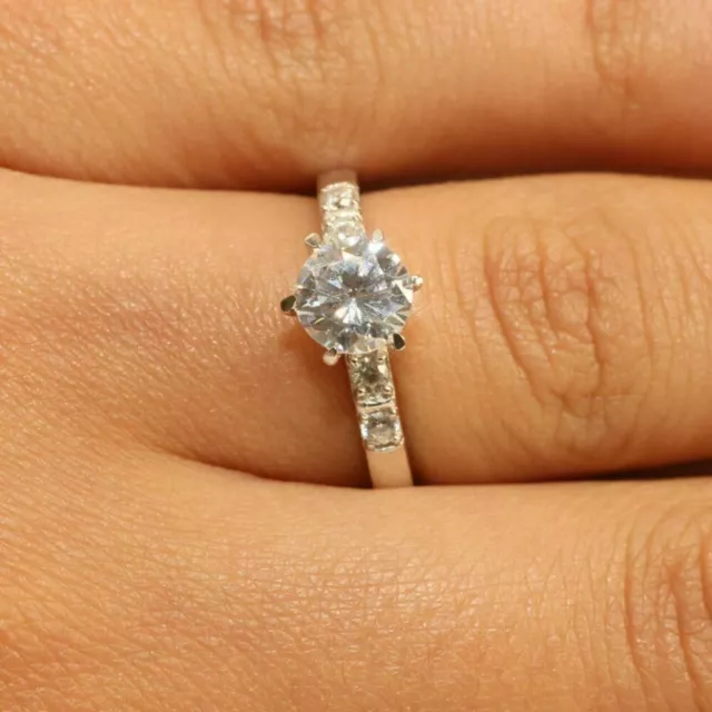 1.50 Carat Round Cut Lab Created Elegant Engagement Ring 14K White Gold Finish 2