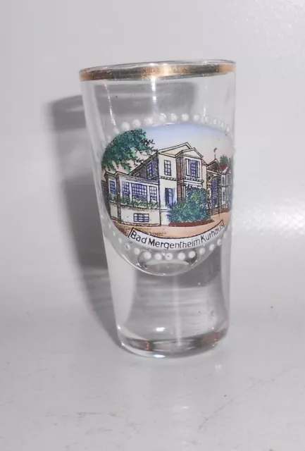 Schönes altes Andenken Schnapsglas Bad Mergentheim Kurhaus Emaille !