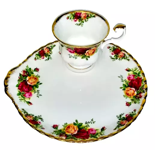 Vintage 60s Royal Albert Old Country Roses Tea Cup & 22cm Tennis Plate Set Duo