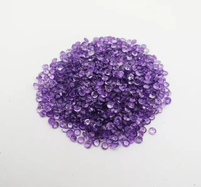 Natural Amethyst Round Cut Loose Gemstone Lot 100 Pcs 2 MM