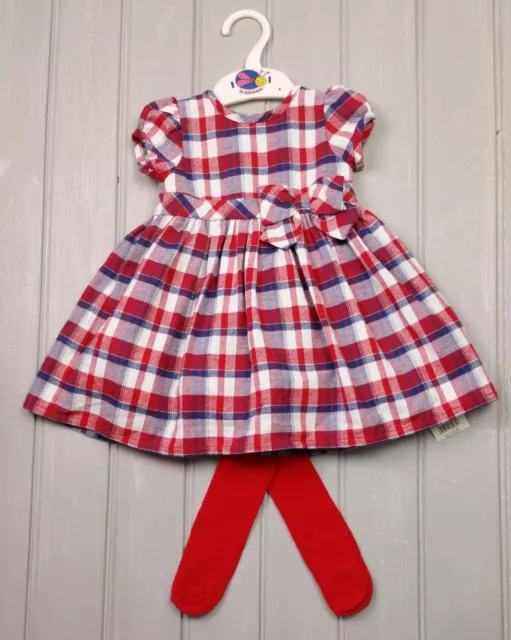 Collants robe à carreaux rouge/or pour bébés filles GEORGE et collants de soins maternels 3-6 mois neufs avec étiquettes