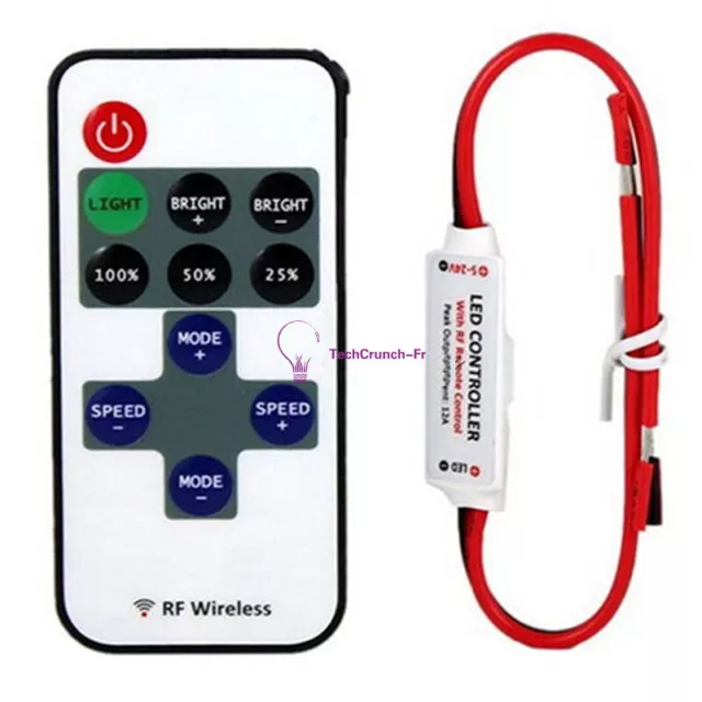 Mini 12V RF Wireless Remote Switch Controller Dimmer for LED Strip Light CF