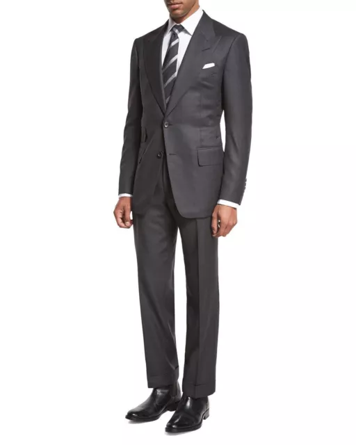 $4.4k NWT TOM FORD charcoal Gray Birdseye Windsor A Peak 40R eu50 wool 2 pc Suit