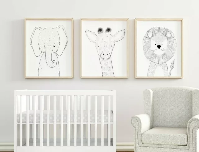 Nursery Safari Wall Art, Nursery Animal Prints, Nursery Decor Safari Pictures
