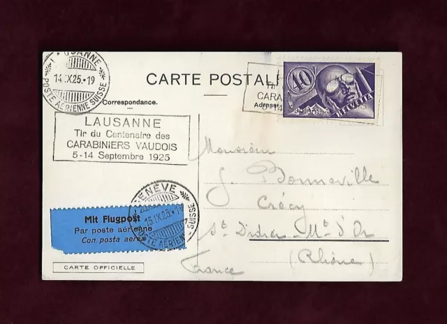 Lausanne Tir du Centenaire des Carabiniers Vaudois 14.ix.1925 carte post ; 62034