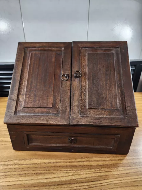 VINTAGE WOODEN SECRETARY Document File Holder Box 11" High