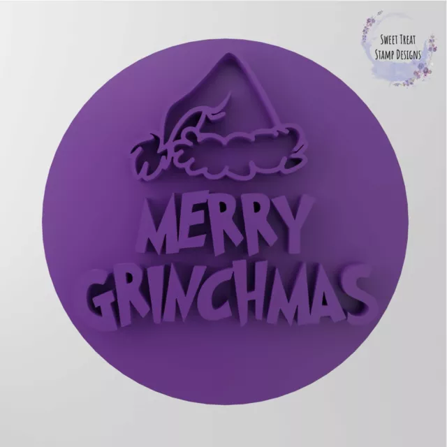 Merry Grinchmas The Grinch Christmas Cookie Cupcake Fondant Icing Embosser Stamp