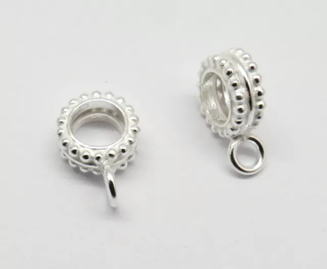 2 Pieces 925 Sterling Silver Pendant Bail Loop Open Jump Ring 13mm Long Pendnat