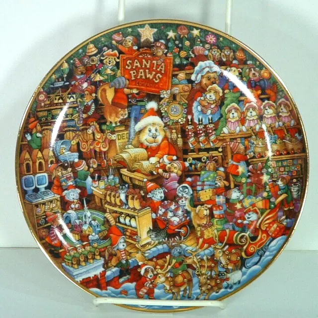 Franklin Mint Bill Bell Dogs Santa Paws Workshop Limited Ed Collector Plate