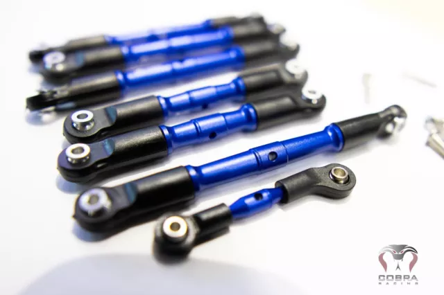 Fits Traxxas 4x4 Ultimate Slash Aluminum Blue turnbuckles / Tie Rods FULL SET