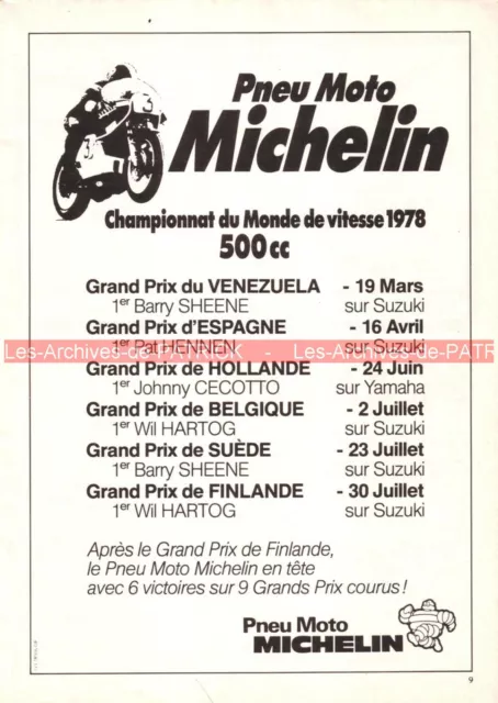 Publicité MICHELIN Pneu MOTO 1978 SAKER KONI Advertising #00267