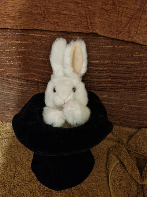 VINTAGE FOLKMANIS HAND Puppet White Rabbit In A Top Hat Plush Bunny 12 ...