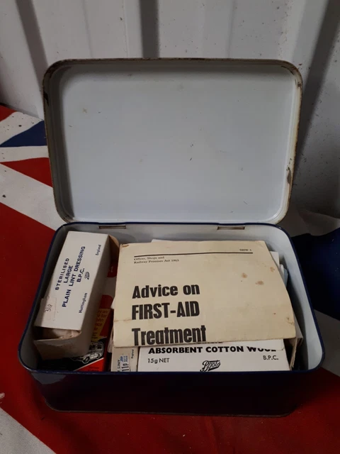 Vintage Boots of Nottingham First Aid Tin Box With Contents
