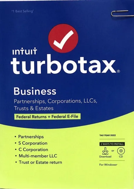 Intuit TurboTax Business 2022 Federal Only + E-File, For Windows