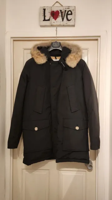 WOOLRICH Arctic Parka in Ramar Cloth with Detachable Fur Trim Size XL RRP £935