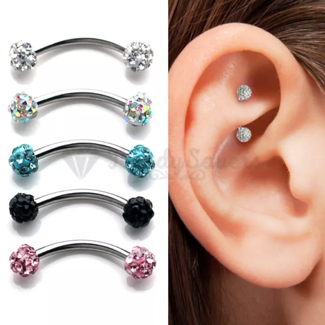 1pc Eyebrow Nipple Tragus Surgical Steel Curved Barbell Body Piercing Jewellery