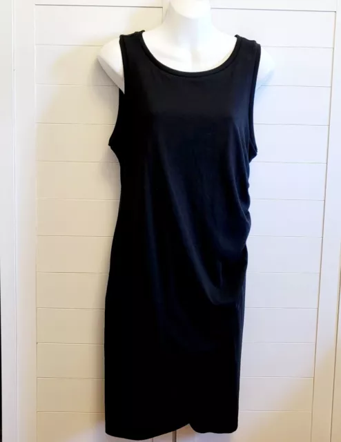 Leith Womens Black Tank Dress Size XL Ruched Sleeveless Stretch Bodycon EUC