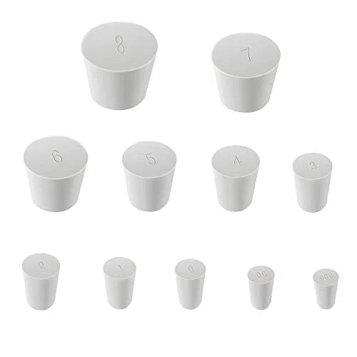 Solid Lab Rubber Stoppers31-Pack 11 Assorted Sizes White 000# -8# Rubber Stop...