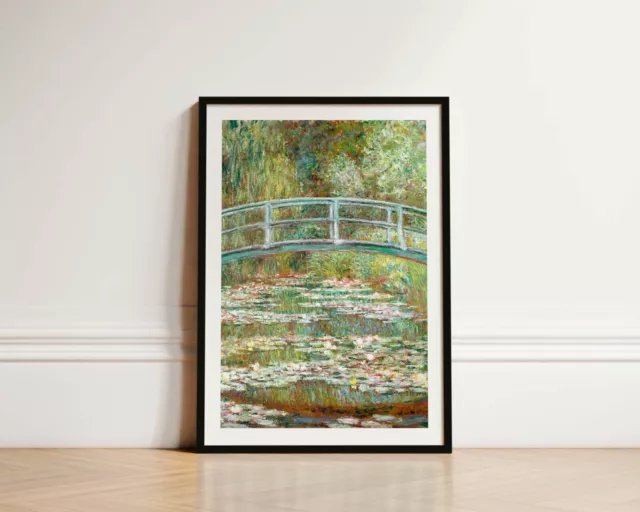 Claude Monet Print Lillies Under Bridge Nature Scene Wall Art Exhibition Poster