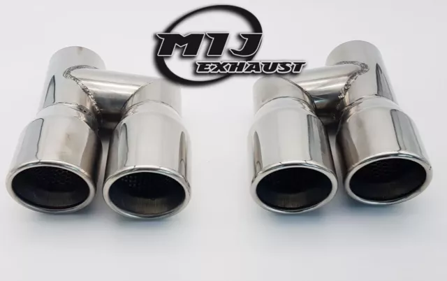 3.5" Twin Chrome Exhaust Tailpipes Stainless To Suit Mercedes AMG Style Audi 2