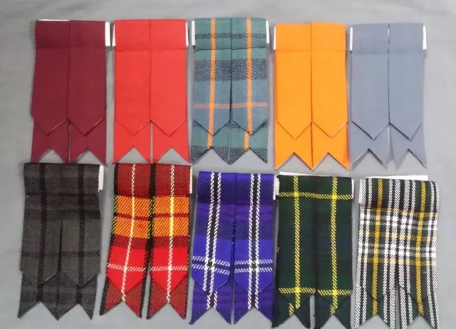 SH Scottish Kilt Hose Socks Flashes Garter Pointed various Tartans Acrylic Wool