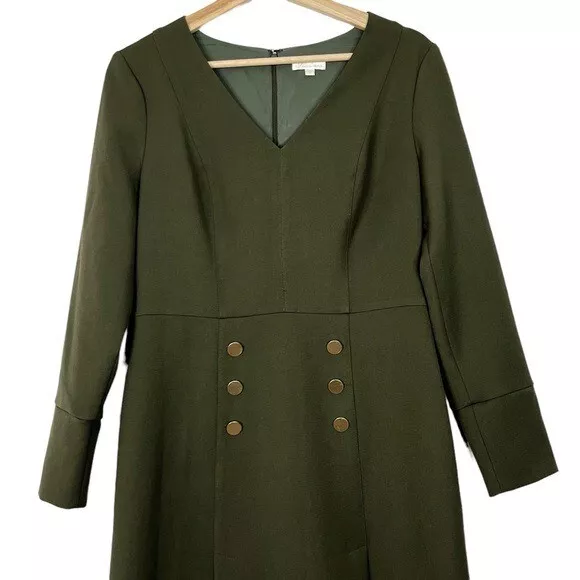 Shoshanna Anika Dress Womens Long Sleeve V-Neck Blazer Mini Green Size 8 2