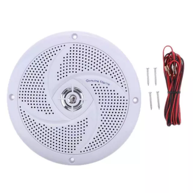 White 6.5 Inch Waterproof Marine Boat Audio Stereo Speakers Round Flush .