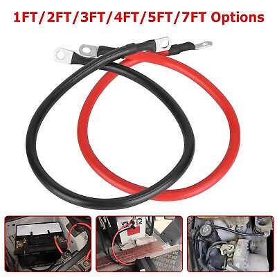 2PCS 2 AWG Gauge Car Battery Cable Inverter Copper Wire w/ 3/8in Lugs for RV ATV