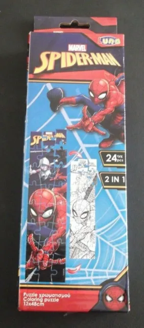 Spiderman 24 piezas 2 en 1 13x48 cm Rompecabezas colorido en el frente y...