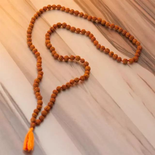 Rudraksha Mala Kette ca 108 cm Gebetskette Energiekette Mantrakette mit Beutel