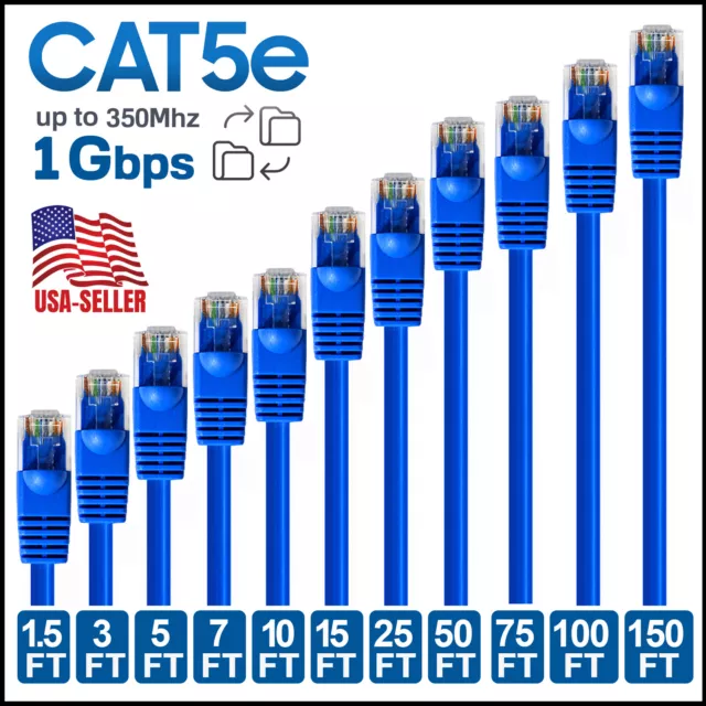 CAT5e Ethernet Cable Lan Computer Network CAT5 RJ45 Internet Blue Patch Cord LOT