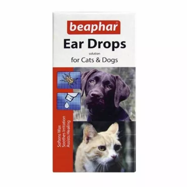 Beaphar Oído Gota Solución para Gatos y Perros Suave Cera Soothe Irritación Heal