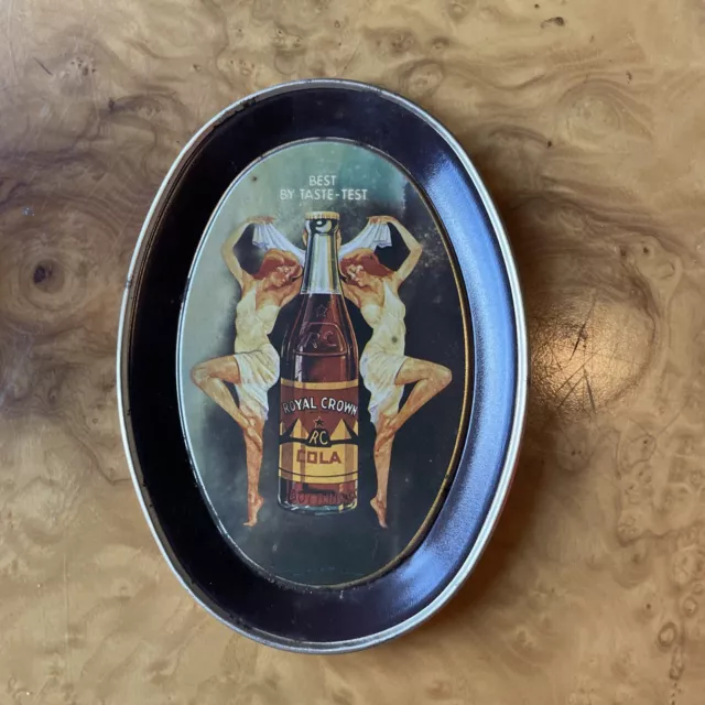 Royal Crown Cola RC Soda Best by Taste-Test Reproduction Metal Tray 6” Vtg flaw
