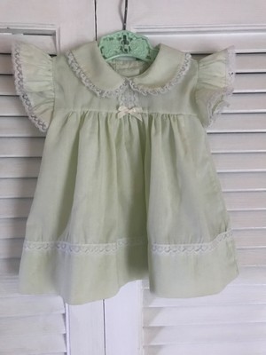 Vintage Alexis Baby Dress  6 Mn 13-16 lb  Light Green with Clarolyte Hanger
