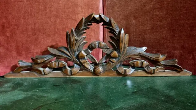 Over door scroll leaf carving pediment - Antique french architectural salvage .