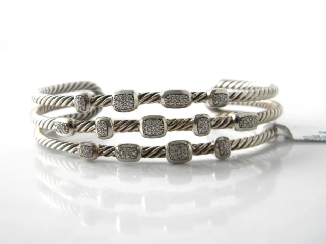 David Yurman Confetti Narrow Cuff Bracelet Diamonds/Sterling SIlver Medium NWT