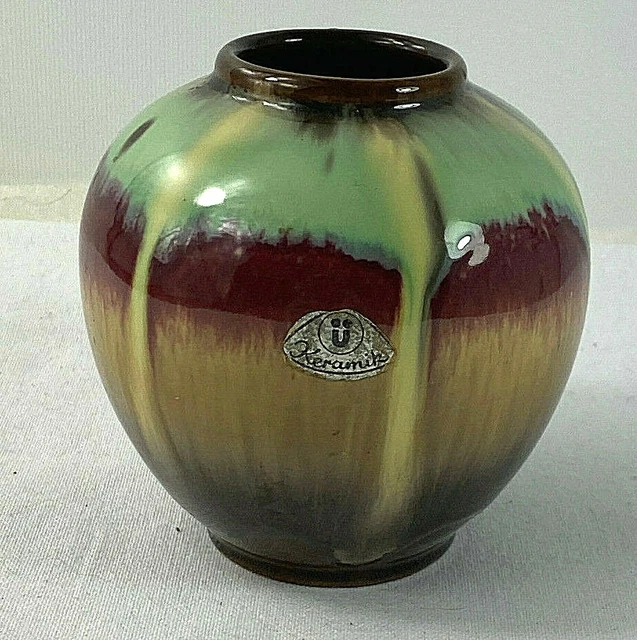 WEST GERMAN UEBELACKER Keramik 3599 Drip Glaze Mid Century Pottery