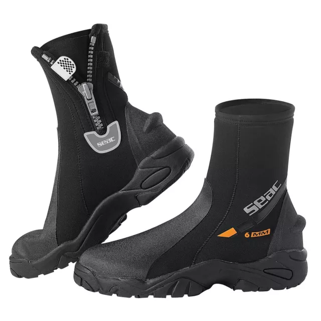 Open Box Seac 6mm Neoprene Pro HD Wetsuit Boots with Side Zipper, Size: Large