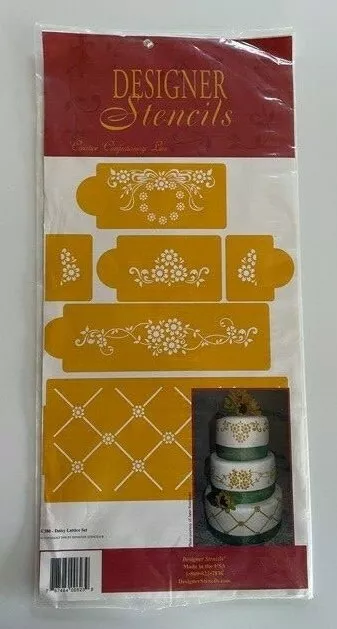 Designer Cake stencil set.  DAISY LATTICE SET New! 6 piece set. NEW 2