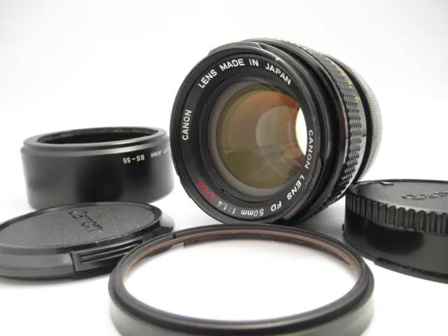 【MINT】Canon FD 50mm f/1.4 s.s.c. ssc MF Standard Lens From JAPAN w/hood filter