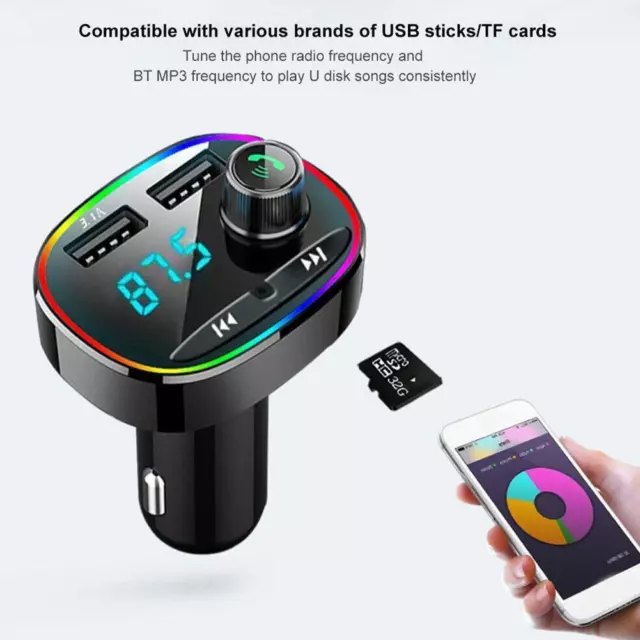 FM Transmitter Auto Bluetooth Kfz Radio Adapter 2 USB hot Ladegerät mit L3V8