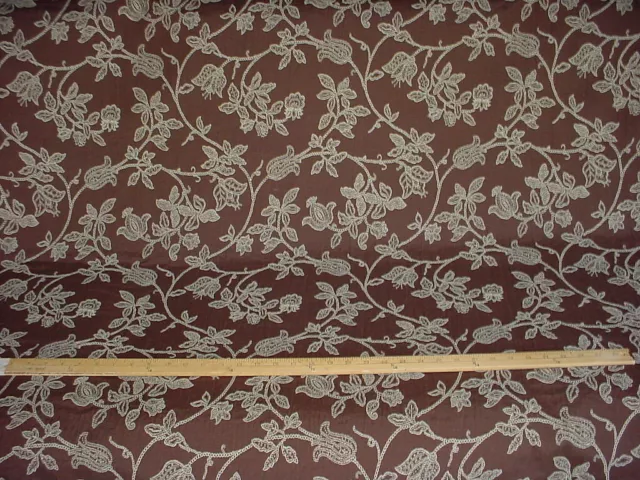 22-7/8Y Kravet Lee Jofa Sand Chocolate Brown Floral Damask Upholstery Fabric